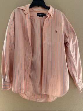 Ralph Lauren Peach Striped Button-Down Shirt